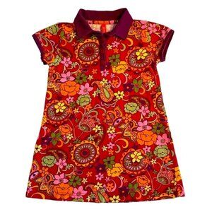 Hanna Andersson | Little Girl Red & Pink Floral Shirt Dress Size 4T